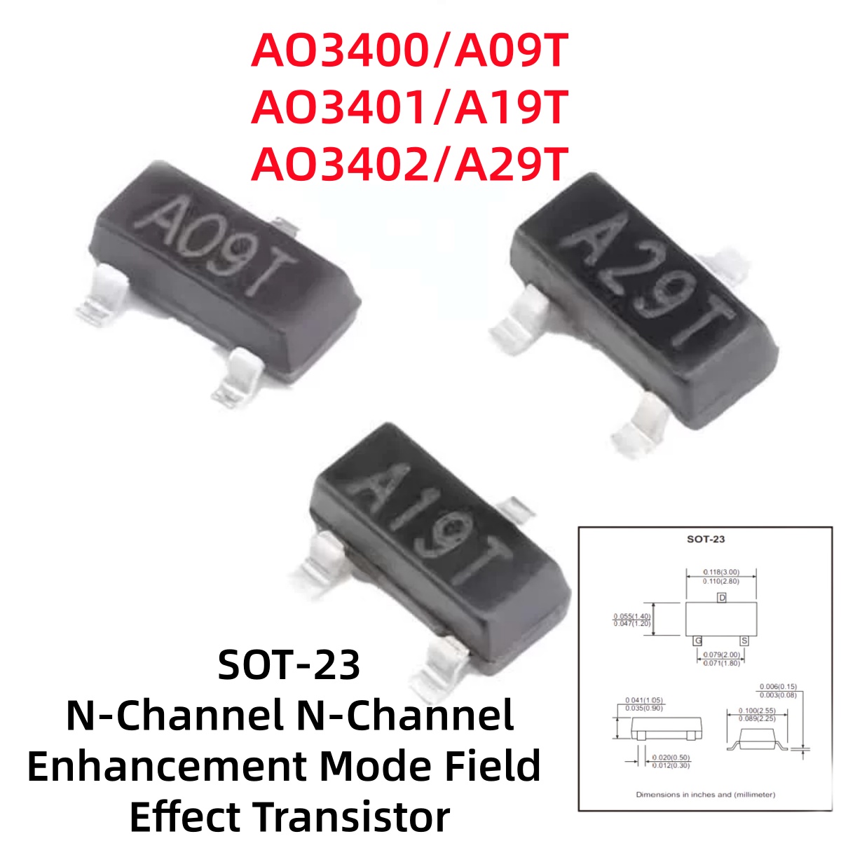 Electronics Repair Youtube - 100-500 szt. AO3400/A09T AO3401/A19T AO3402/A29T N-kanałowy/P-kanałowy